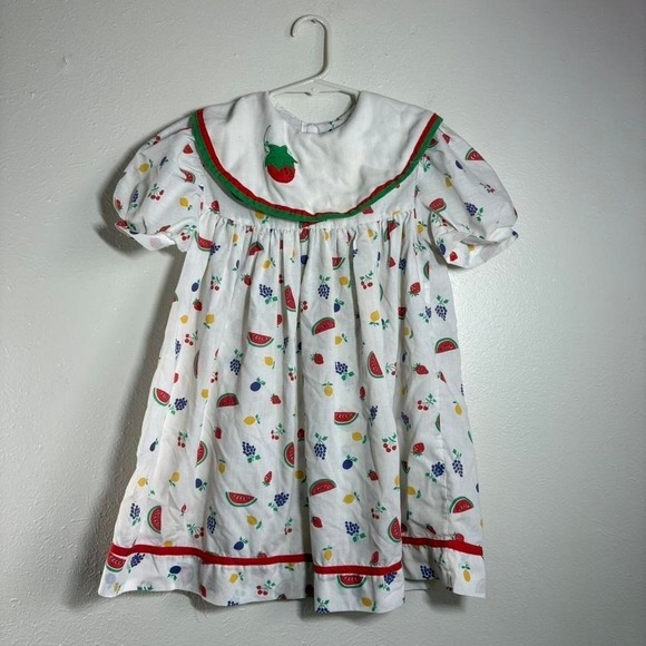 The Unbranded Brand Other - Vintage Youth Girls Size 4-5 Fruit Dress Top Smock A-Line Handmade Sunday Best